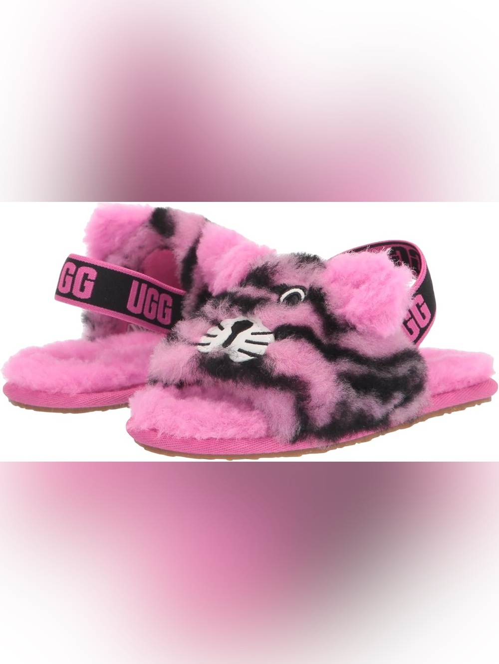 UGG Fluff Yeah Slides Toddler Size 7 Tiger Stuffie Pink Black